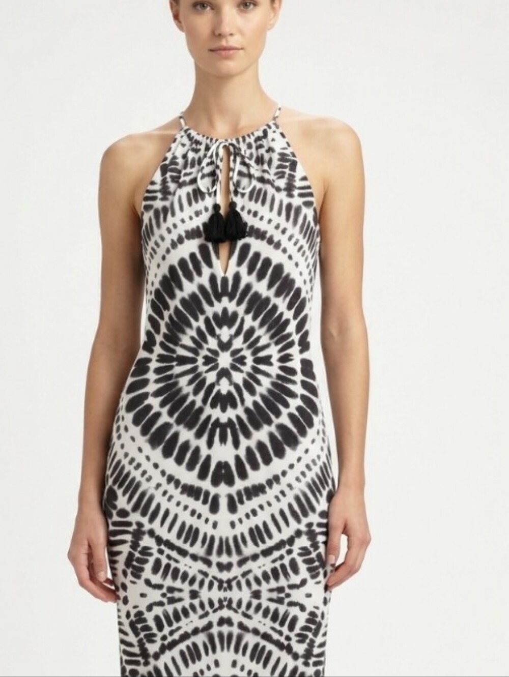 L.A.M.B. Black and White Halter Midi Dress